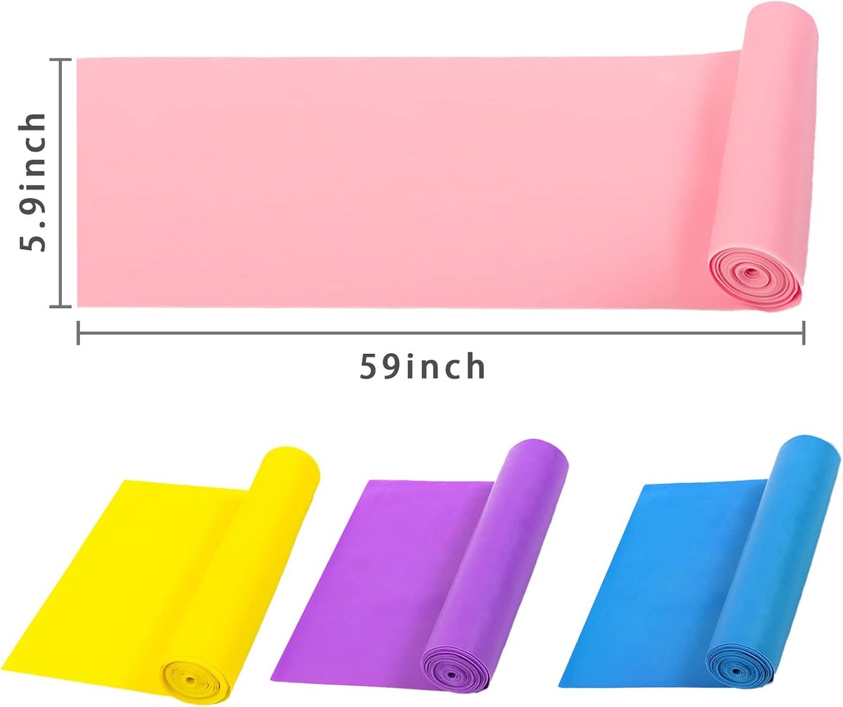 Set of 4 Wide Format Resistance Bands (Blue + Purple + Pink + Yellow)