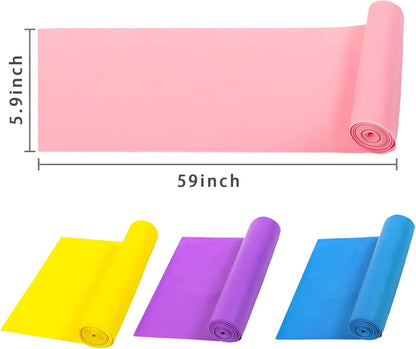 Set of 4 Wide Format Resistance Bands (Blue + Purple + Pink + Yellow)