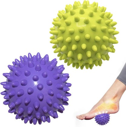 Set of 2 Spiky Massage Balls (Green/Purple 7.5 cm)