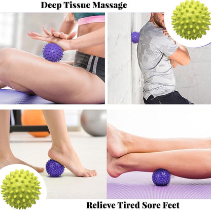 Set of 2 Spiky Massage Balls (Green/Purple 7.5 cm)