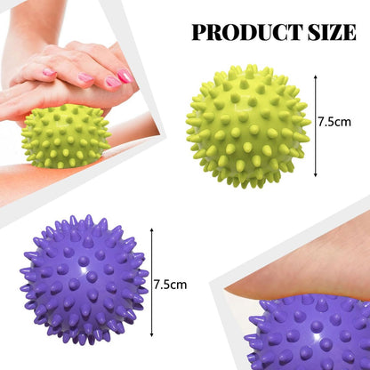 Set of 2 Spiky Massage Balls (Green/Purple 7.5 cm)