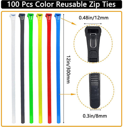 100 Heavy-duty Reusable Cable Ties