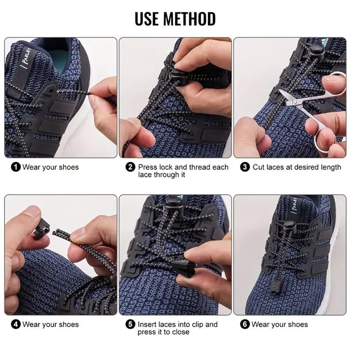 Elastic Race Day Laces (Black)