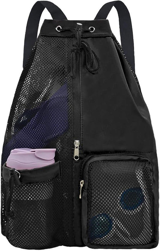 Mesh Swim Gear Backpack - (Black）