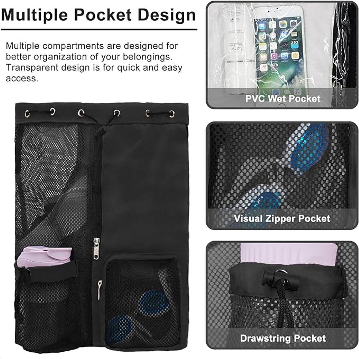 Mesh Swim Gear Backpack - (Black）