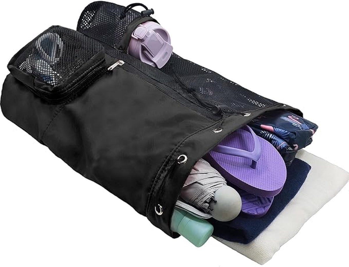 Mesh Swim Gear Backpack - (Black）