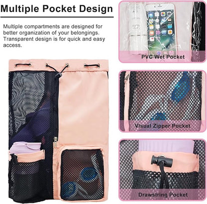 Mesh Swim Gear Backpack - (Pink）
