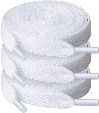 8mm Wide Flat White Shoelaces