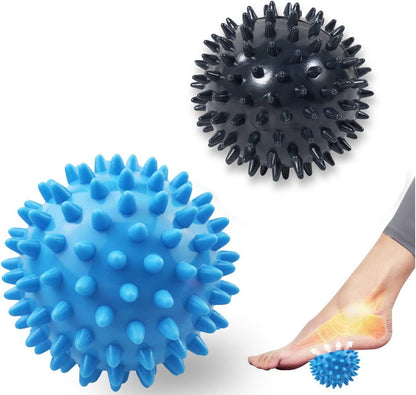 Set of 2 Spiky Massage Balls (Blue/Black 7.5 cm)