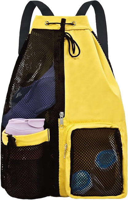 Mesh Swim Gear Backpack - (Yellow）