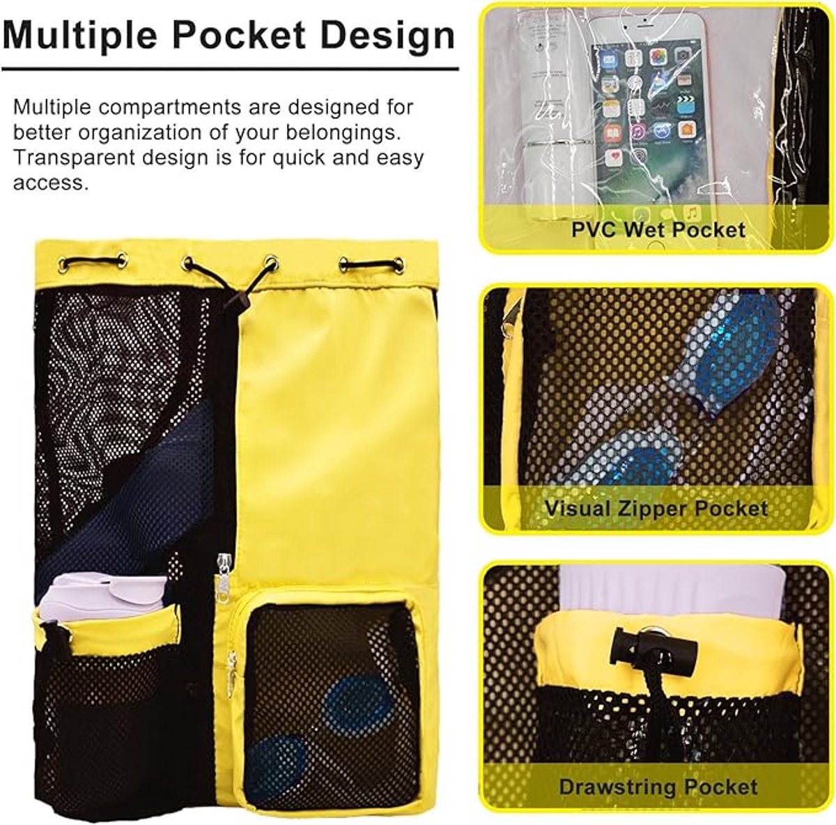 Mesh Swim Gear Backpack - (Yellow）