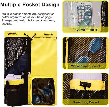 Mesh Swim Gear Backpack - (Yellow）