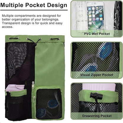 Mesh Swim Gear Backpack - (Green）
