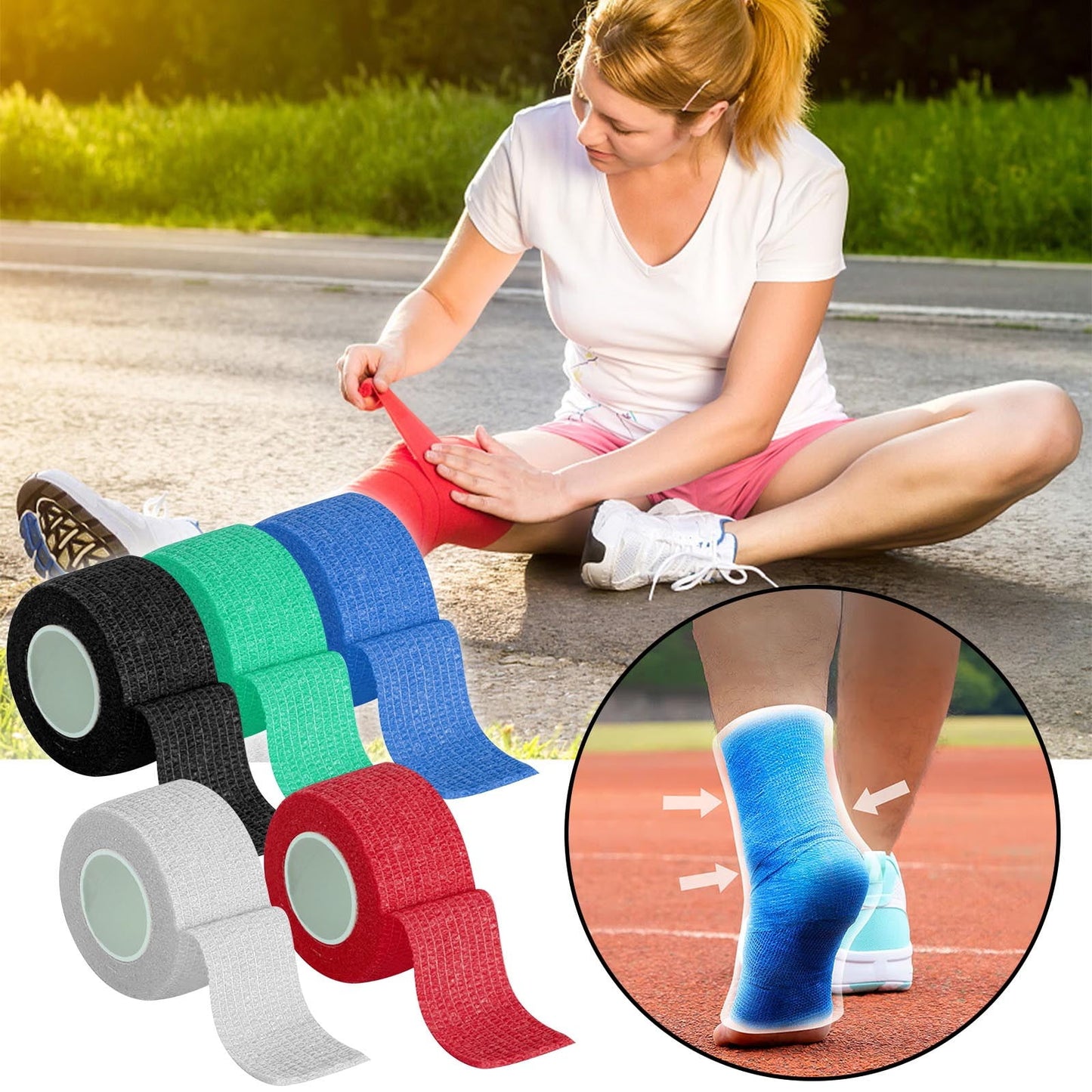 3 Rolls of 1 Inch Kinesiology Tape (Green)