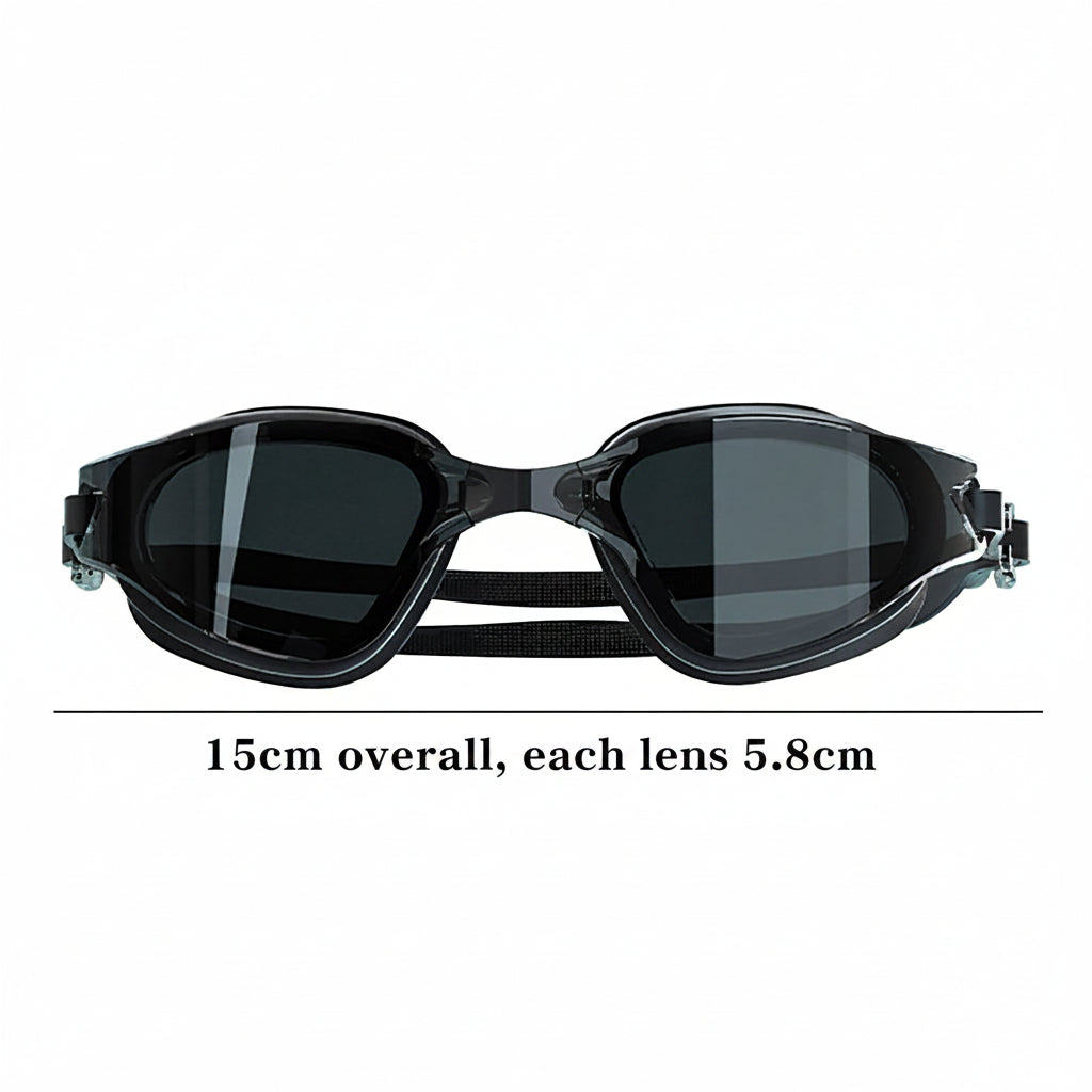 Large Frame Swim Goggles - Black