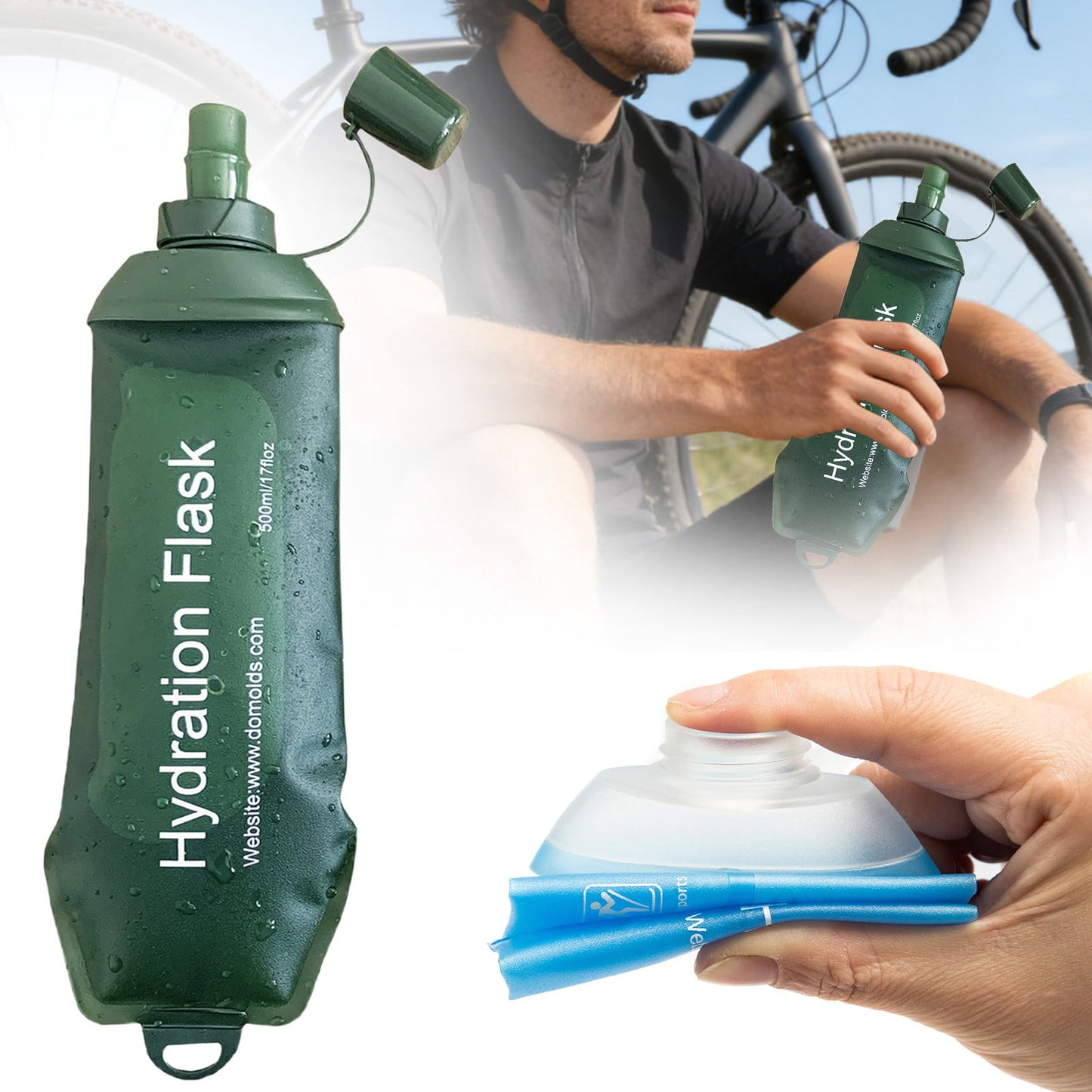 250ml Foldable Hydration Flask - Army Green Medium