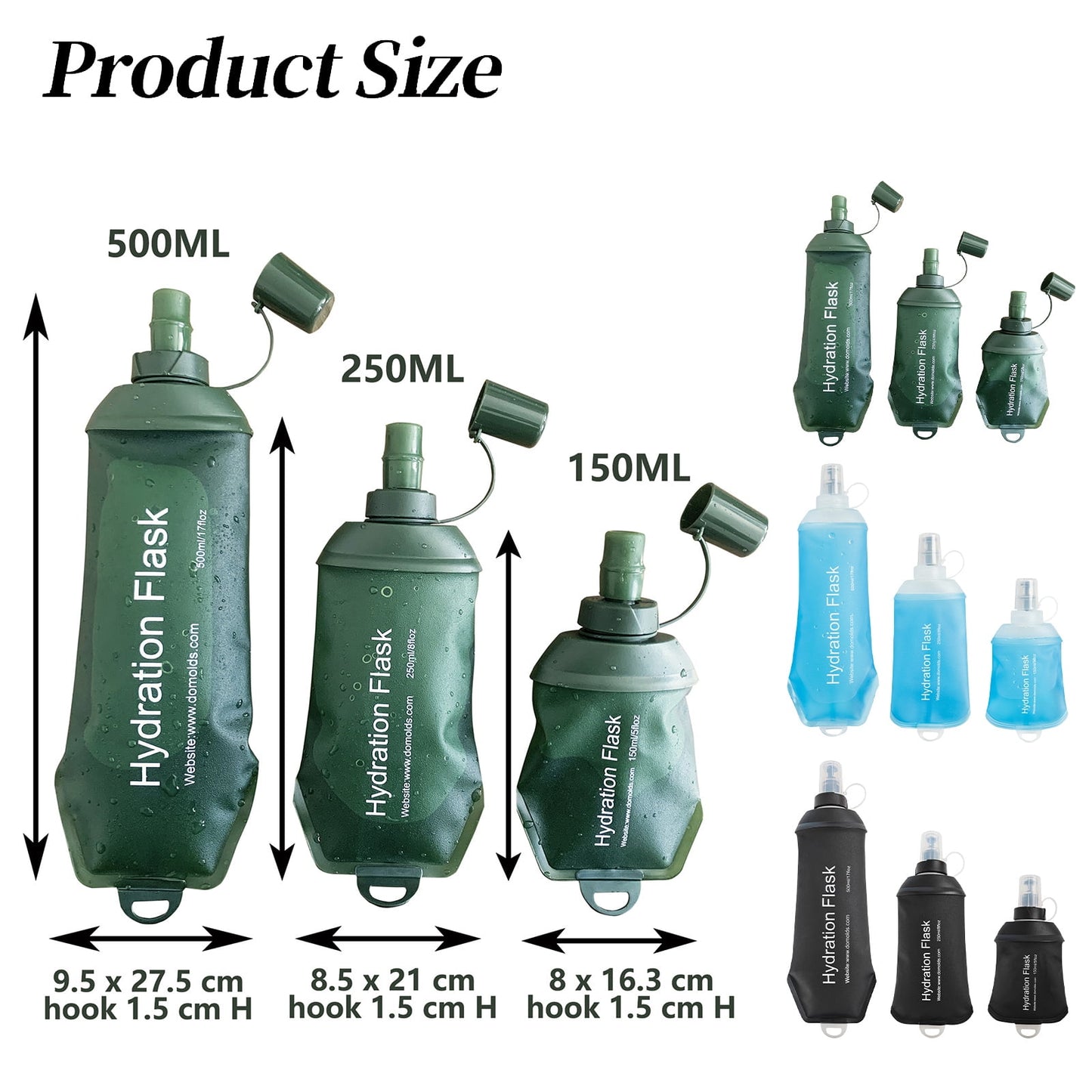 250ml Foldable Hydration Flask - Light Blue Medium