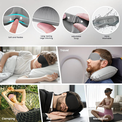 3-pack of 3D Blackout Sleep Masks - Black
