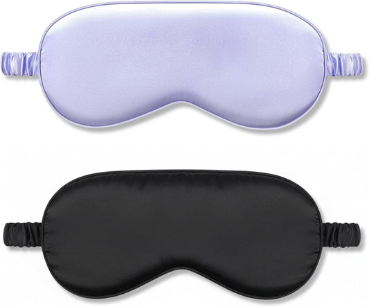 Set of 2 Adjustable Blackout Sleep Mask (Black & Purple)