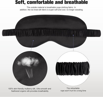 Set of 2 Adjustable Blackout Sleep Mask (Black & Purple)