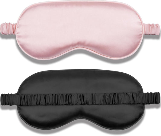 Set of 2 Adjustable Blackout Sleep Masks (Pink & Black)