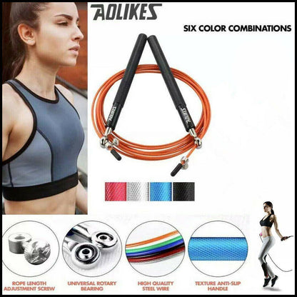 Adjustable Steel Skipping Rope - Orange