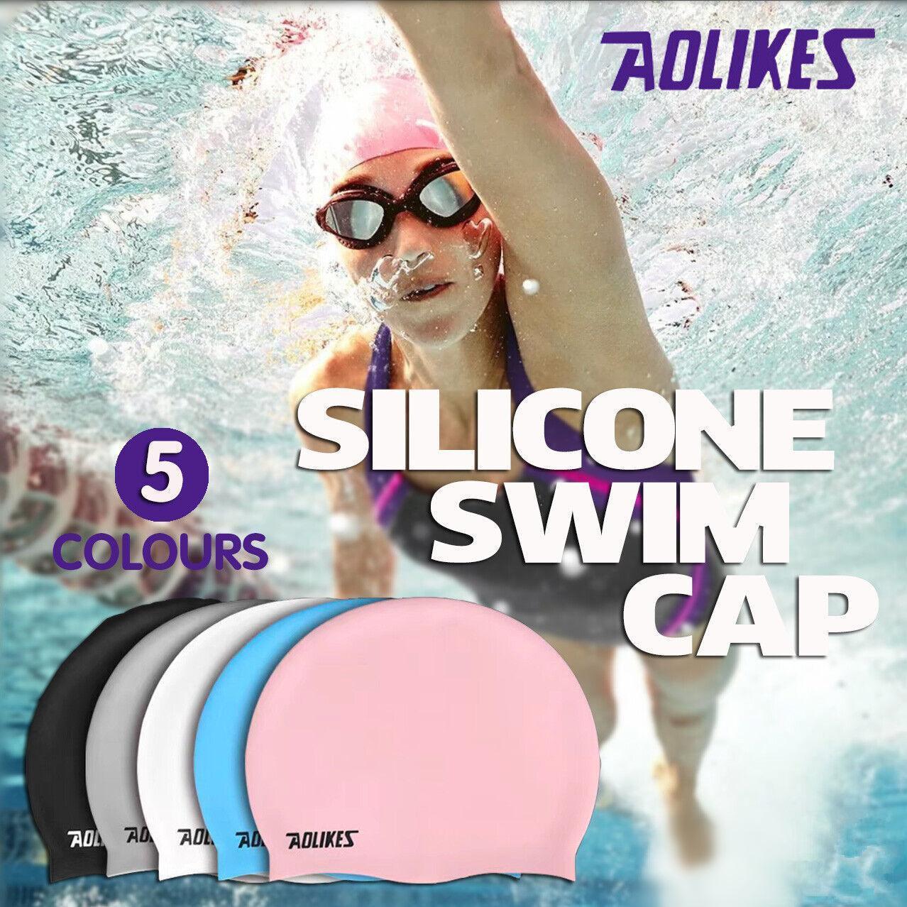 Silicone Solid Colour Swim Cap - Grey