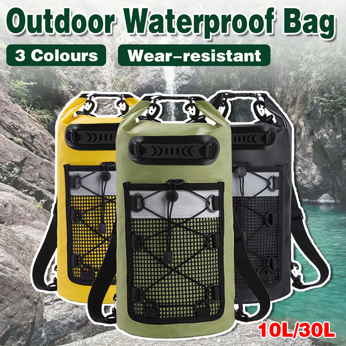 Large Waterproof Dry Bag - Green 30L