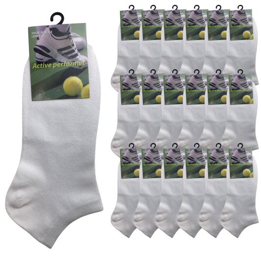 Bulk Buy Zero Rise Running Socks - White US 2-8