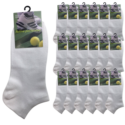 Bulk Buy Zero Rise Running Socks - White US 2-8
