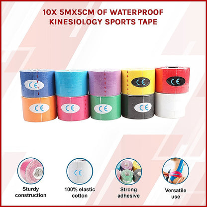 10 Rolls of 5cm Kinesiology Tape
