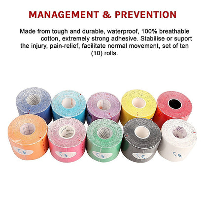 10 Rolls of 5cm Kinesiology Tape