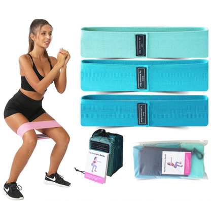 Fabric Resistance Band Set - Blue Colour Scheme