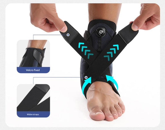 Pair of Black/Blue Adjustable Ankle Braces