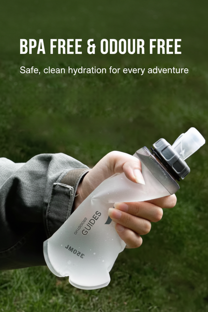 Ultra-Lightweight 350ml Collapsible Run Flask - Grey and White