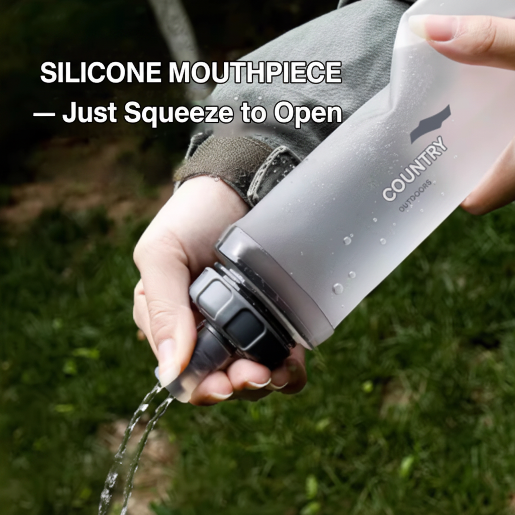 Ultra-Lightweight 350ml Collapsible Run Flask - Green and White
