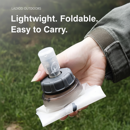 Ultra-Lightweight 350ml Collapsible Run Flask - Grey and White