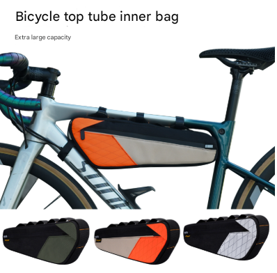 Underslung Waterproof Bicycle Bag - 2.5L Black & Orange