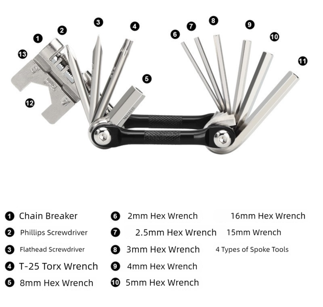 16 in 1 Bicycle Repair Multi Tool