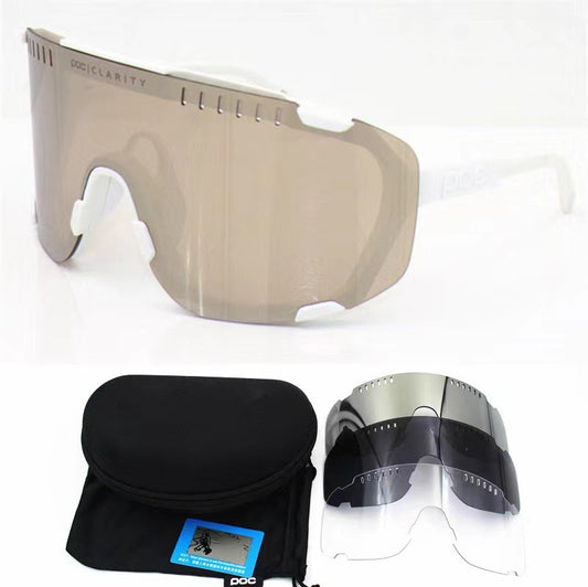 Wide Vision Cycling Sunglasses - White Frame + Silver Grey