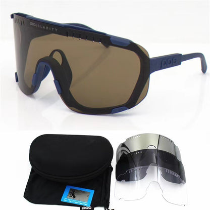 Wide Vision Cycling Sunglasses - Navy Frame + Gold