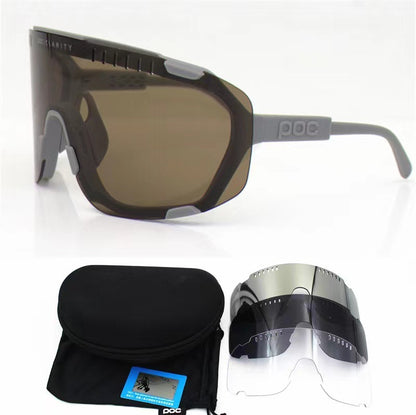 Wide Vision Cycling Sunglasses - Grey Frame + Gold