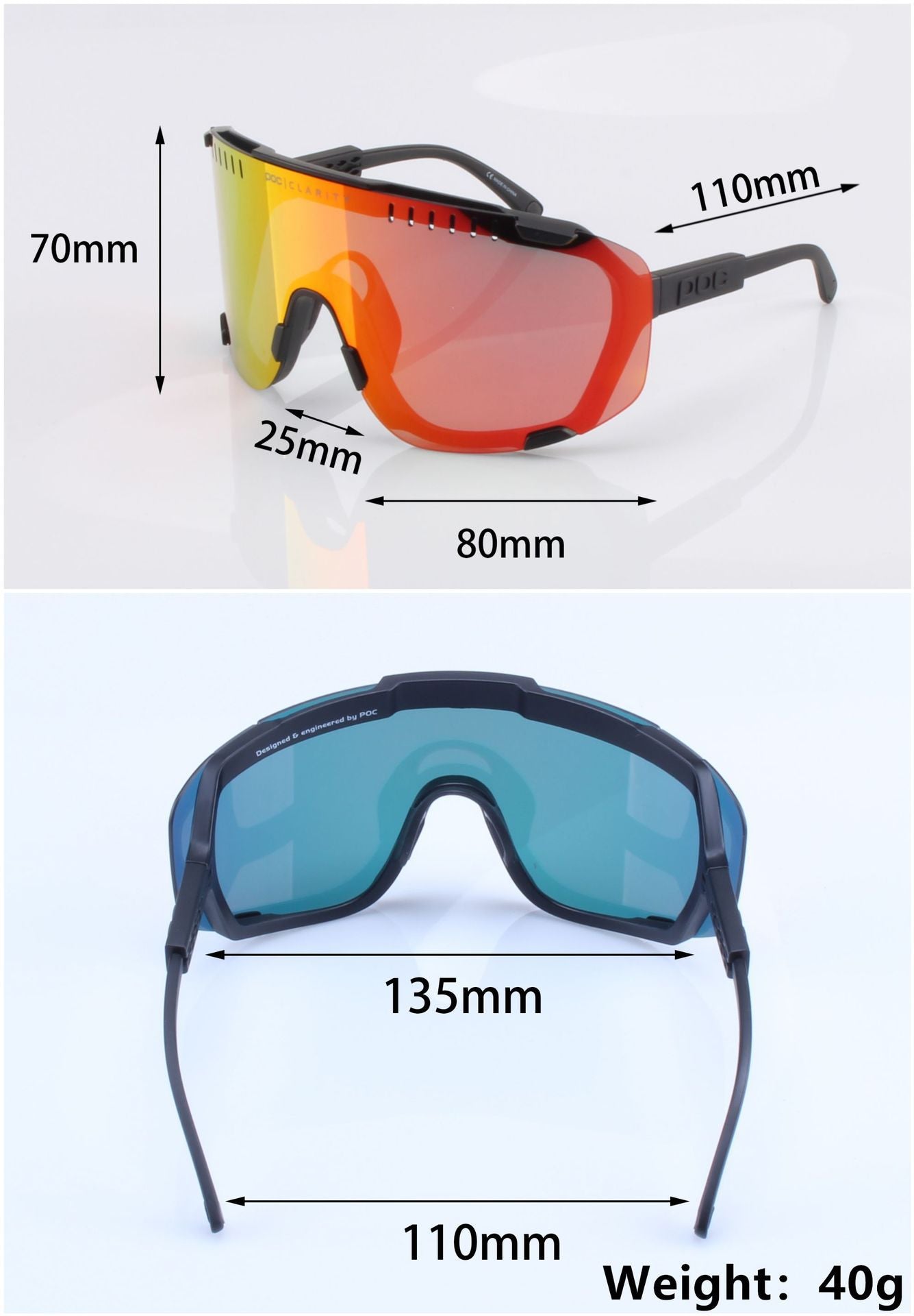 Wide Vision Cycling Sunglasses - Grey Frame + Gold