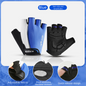 Shock-Absorbing Half-Finger Cycling Gloves - Medium Blue