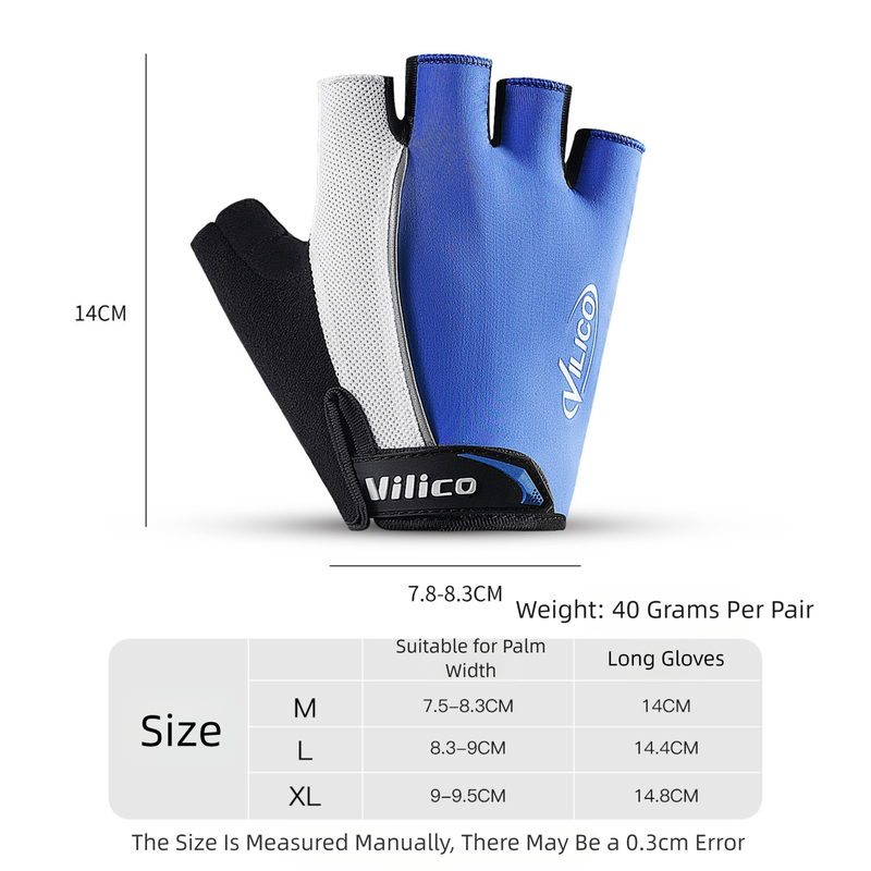 Shock-Absorbing Half-Finger Cycling Gloves - Large Blue