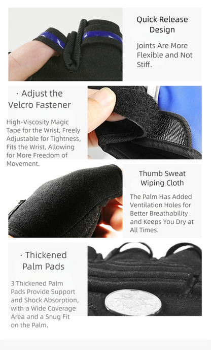 Shock-Absorbing Half-Finger Cycling Gloves - Medium Black