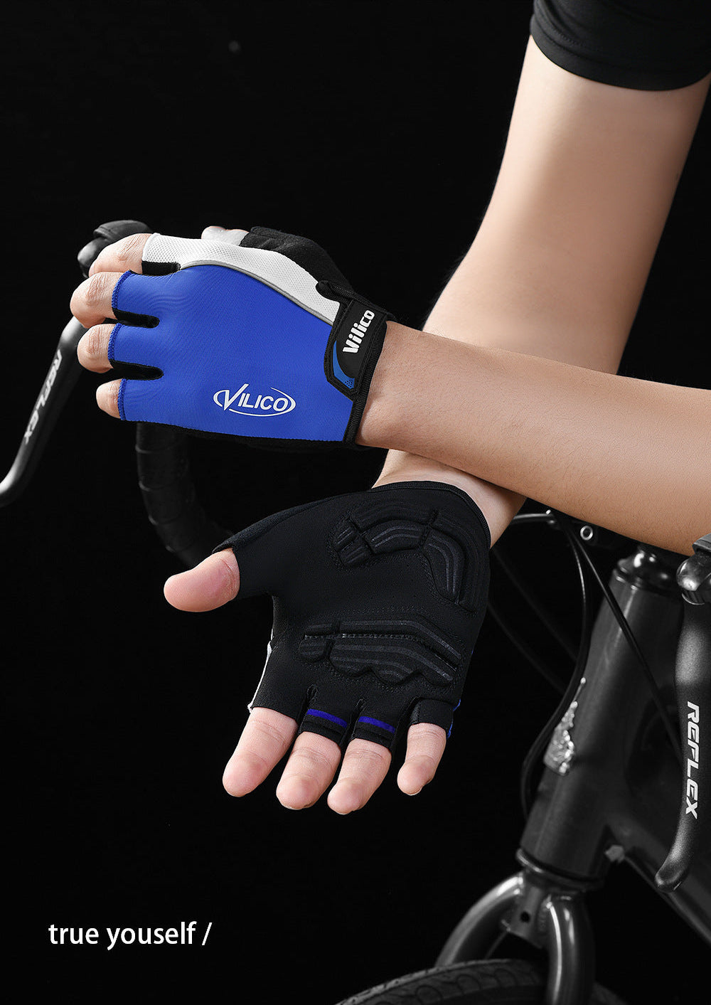 Shock-Absorbing Half-Finger Cycling Gloves - Large Red