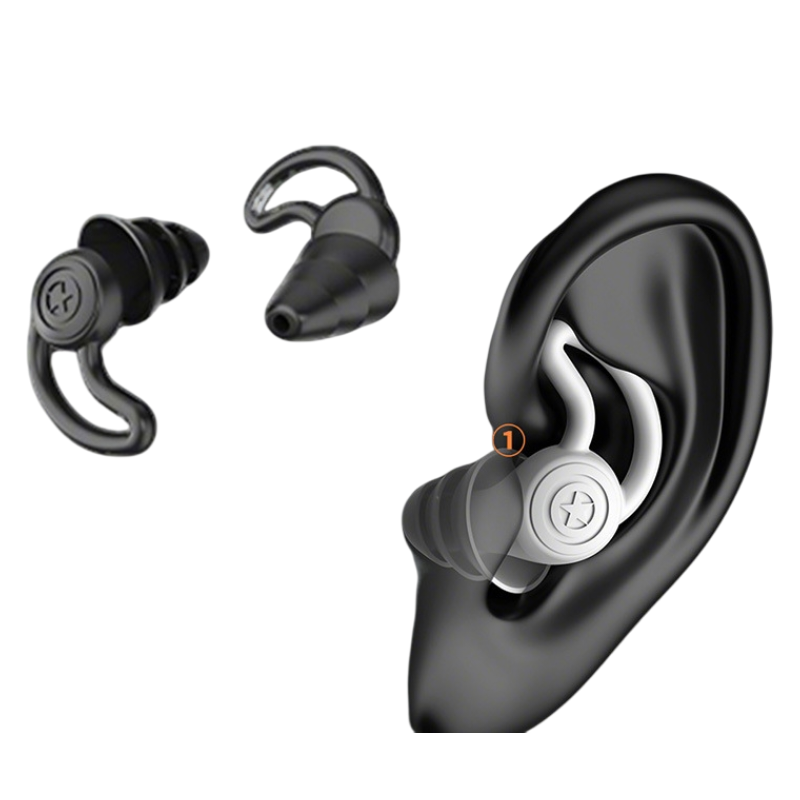 2-Pairs Silicone Ear Plugs - Black