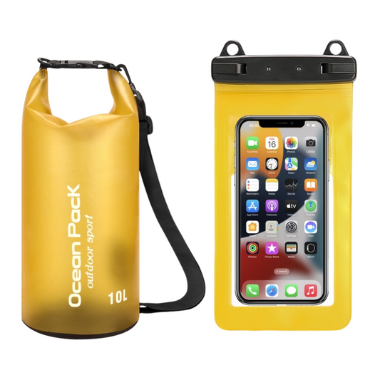Waterproof Dry Bag + Bonus Phone Pouch - Yellow 10L
