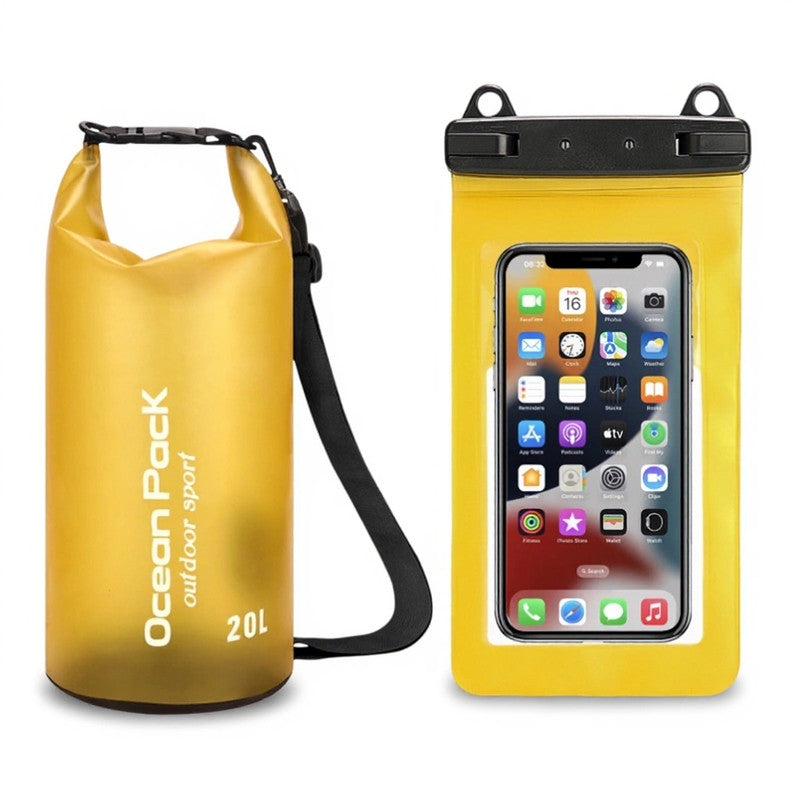 Waterproof Dry Bag + Bonus Phone Pouch - Yellow 20L